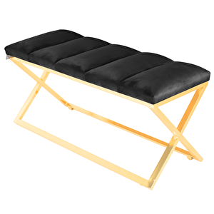 Varcera Gold Sliced Bench Çapraz Metal Ayaklı Dilimli Model Puf Antrasit