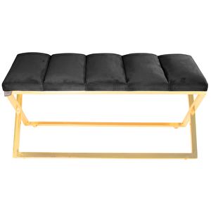 Varcera Gold Sliced Bench Çapraz Metal Ayaklı Dilimli Model Puf Antrasit
