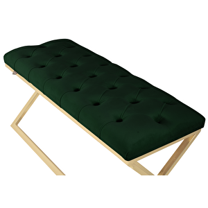 Varcera Gold Bench Çapraz Metal Ayaklı Kapitoneli Model Puf