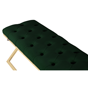 Varcera Gold Bench Çapraz Metal Ayaklı Kapitoneli Model Puf