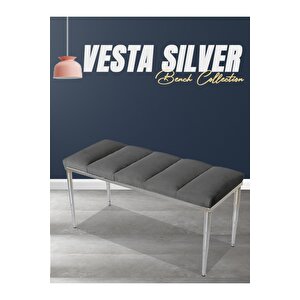Vesta Silver Bench Luxery Metal Ayaklı Puf Gri