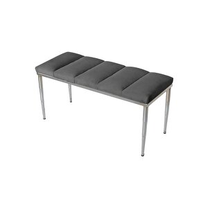 Vesta Silver Bench Luxery Metal Ayaklı Puf Gri