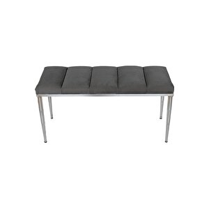 Vesta Silver Bench Luxery Metal Ayaklı Puf Gri