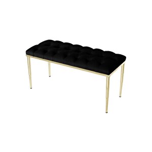 Bella Gold Bench Kapitoneli Chester Model Puf Siyah