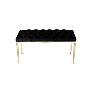 Bella Gold Bench Kapitoneli Chester Model Puf Siyah