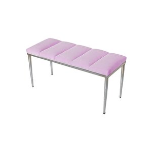 Vesta Silver Bench Luxery Metal Ayaklı Puf Pembe
