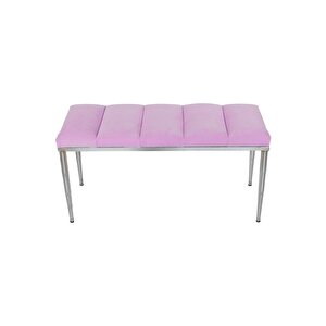 Vesta Silver Bench Luxery Metal Ayaklı Puf Pembe