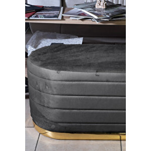 Lungo Long Line Puf Luxery Gold Kaplama Dekoratif Puf Koltuk Antrasit