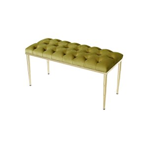 Bella Gold Bench Kapitoneli Chester Model Puf Sarı