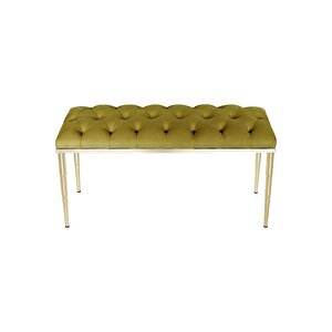 Bella Gold Bench Kapitoneli Chester Model Puf Sarı