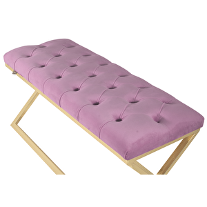 Varcera Gold Bench Çapraz Metal Ayaklı Kapitoneli Model Puf