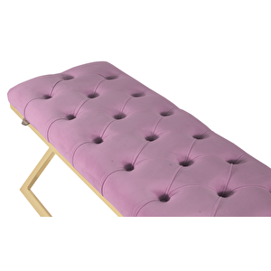 Varcera Gold Bench Çapraz Metal Ayaklı Kapitoneli Model Puf