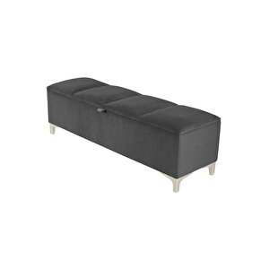 Vetra V2 Sandıklı Puf -  Gri Dilimli Model Sandıklı Bench Puf - Sandıklı Yatak Ucu Bankı Gri