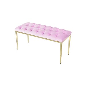 Bella Gold Bench Kapitoneli Chester Model Puf Pembe