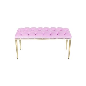 Bella Gold Bench Kapitoneli Chester Model Puf Pembe