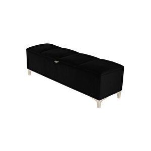 Vetra V2 Sandıklı Puf -  Siyah Dilimli Model Sandıklı Bench Puf - Sandıklı Yatak Ucu Bankı Siyah