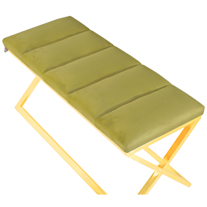 Varcera Gold Sliced Bench Çapraz Metal Ayaklı Dilimli Model Puf
