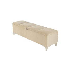 Vetra V2 Sandıklı Puf -  Krem Dilimli Model Sandıklı Puf Bench - Sandıklı Yatak Ucu Bankı Krem