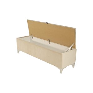 Vetra V2 Sandıklı Puf -  Krem Dilimli Model Sandıklı Puf Bench - Sandıklı Yatak Ucu Bankı