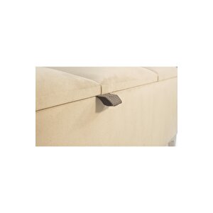 Vetra V2 Sandıklı Puf -  Krem Dilimli Model Sandıklı Puf Bench - Sandıklı Yatak Ucu Bankı
