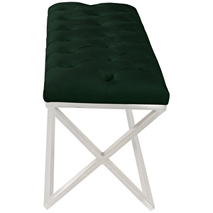 Varcera Silver Bench Çapraz Metal Ayaklı Kapitoneli Model Puf