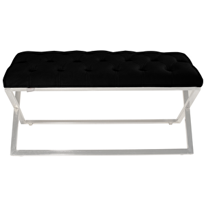 Varcera Silver Bench Çapraz Metal Ayaklı Kapitoneli Model Puf Siyah