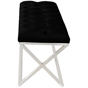 Varcera Silver Bench Çapraz Metal Ayaklı Kapitoneli Model Puf