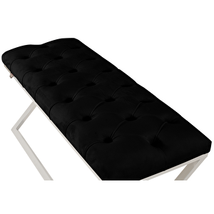 Varcera Silver Bench Çapraz Metal Ayaklı Kapitoneli Model Puf