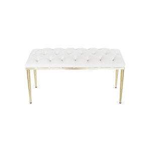 Bella Gold Bench Kapitoneli Chester Model Puf Beyaz
