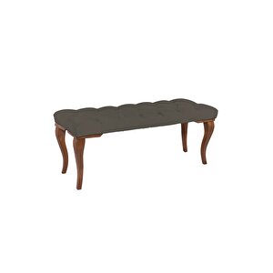 Classic Lükens Gürgen Ayak Chester Model Kapitoneli Puf Bench - Ceviz Ayak Gri 04