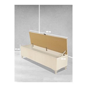 Vetra V2 Sandıklı Puf -  Beyaz Dilimli Model Sandıklı Bench Puf - Sandıklı Yatak Ucu Bankı Beyaz