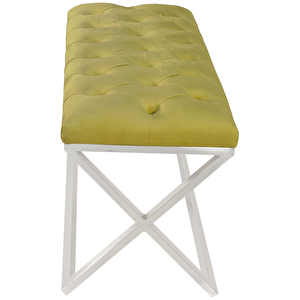 Varcera Silver Bench Çapraz Metal Ayaklı Kapitoneli Model Puf