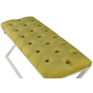 Varcera Silver Bench Çapraz Metal Ayaklı Kapitoneli Model Puf