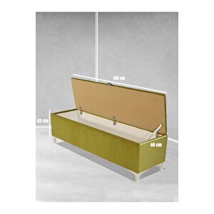 Vetra V2 Sandıklı Puf -  Hardal Dilimli Model Sandıklı Bench Puf - Sandıklı Yatak Ucu Bankı Hardal
