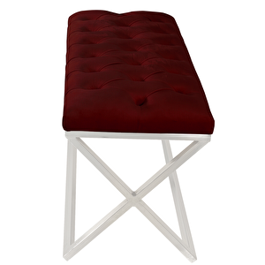 Varcera Silver Bench Çapraz Metal Ayaklı Kapitoneli Model Puf