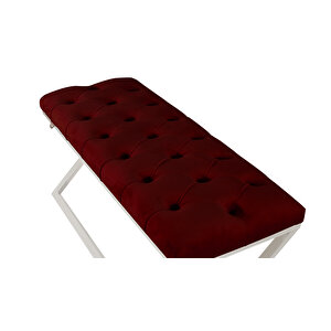 Varcera Silver Bench Çapraz Metal Ayaklı Kapitoneli Model Puf