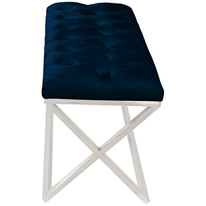 Varcera Silver Bench Çapraz Metal Ayaklı Kapitoneli Model Puf
