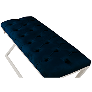 Varcera Silver Bench Çapraz Metal Ayaklı Kapitoneli Model Puf