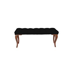 Classic Lükens Gürgen Ayak Chester Model Kapitoneli Puf Bench - Ceviz Ayak Siyah