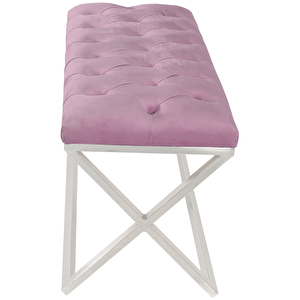 Varcera Silver Bench Çapraz Metal Ayaklı Kapitoneli Model Puf