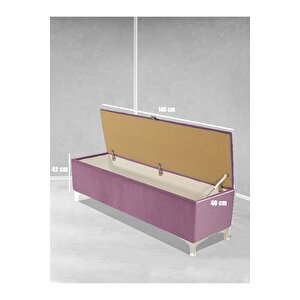 Vetra V2 Sandıklı Puf -  Pembe Dilimli Model Sandıklı Bench Puf - Sandıklı Yatak Ucu Bankı Pembe