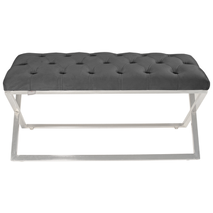Varcera Silver Bench Çapraz Metal Ayaklı Kapitoneli Model Puf Gri