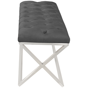 Varcera Silver Bench Çapraz Metal Ayaklı Kapitoneli Model Puf