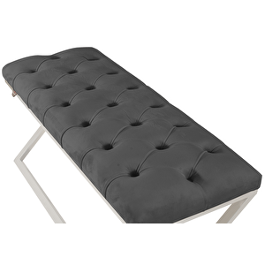 Varcera Silver Bench Çapraz Metal Ayaklı Kapitoneli Model Puf