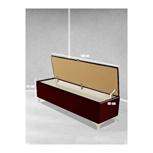 Vetra V2 Sandıklı Puf -  Bordo Dilimli Model Sandıklı Bench Puf - Sandıklı Yatak Ucu Bankı