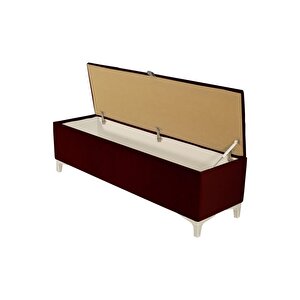 Vetra V2 Sandıklı Puf -  Bordo Dilimli Model Sandıklı Bench Puf - Sandıklı Yatak Ucu Bankı
