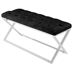 Varcera Silver Bench Çapraz Metal Ayaklı Kapitoneli Model Puf Antrasit