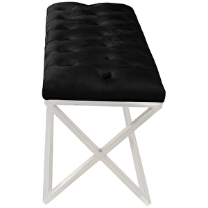 Varcera Silver Bench Çapraz Metal Ayaklı Kapitoneli Model Puf