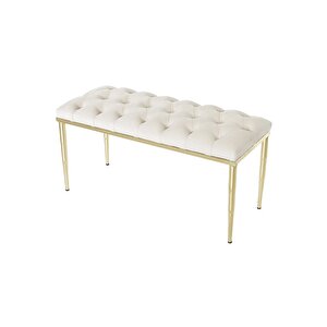 Bella Gold Bench Kapitoneli Chester Model Puf Krem