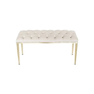 Bella Gold Bench Kapitoneli Chester Model Puf Krem